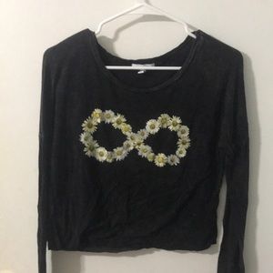 Black long sleeve daisy top